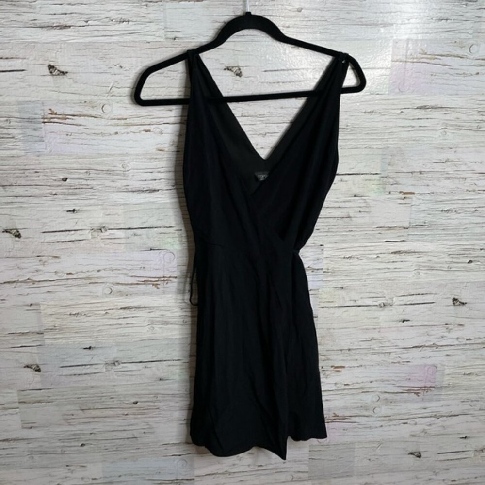Topshop black wrap dress mini size 2